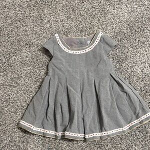 Tahari Gray Kids Dress with White Trim